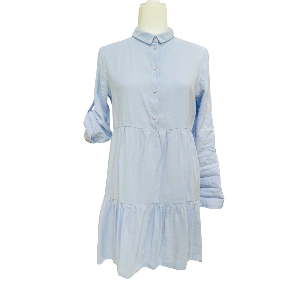 GOLDI Weekend Visit Button Down Dress baby blue SIZE XS